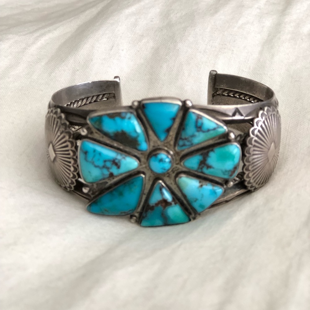 Vintage 1940’s Turquoise and Silver Bracelet